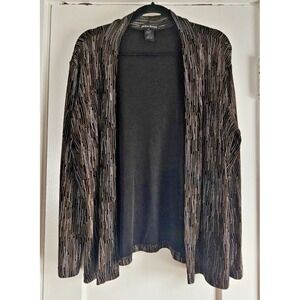 MADE IN‎ HEAVEN USA womens M embossed pinstripe open front cardigan Acetate